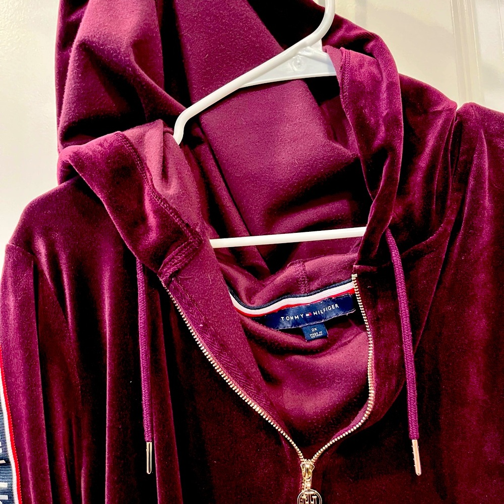 Tommy Hilfiger Velour Black Zip Hoodie Dress